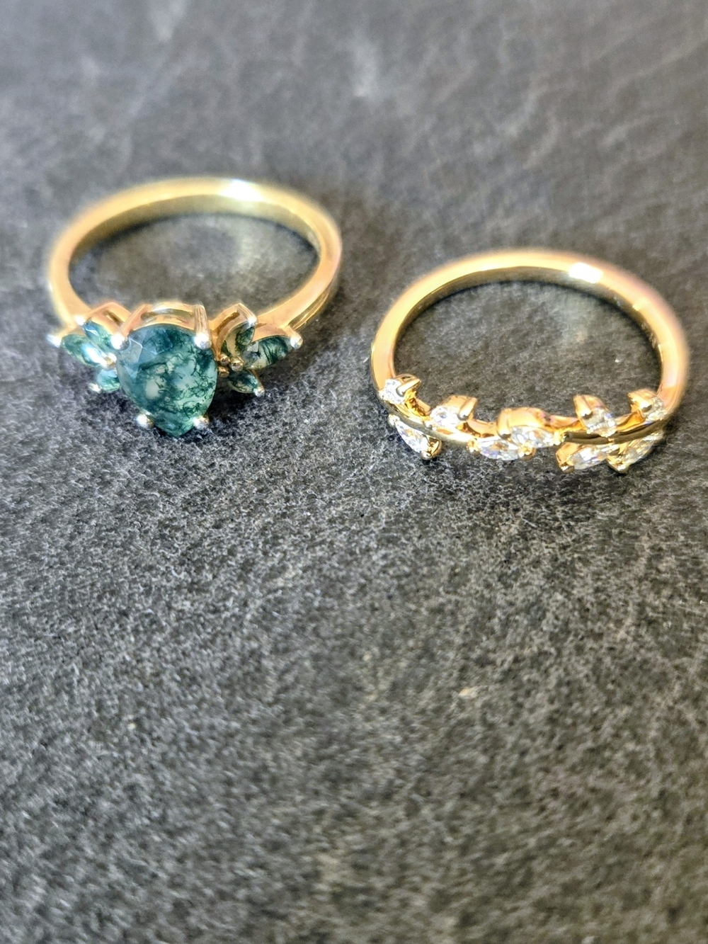Gold Green Stone Floral Ring - Women's Jewelry